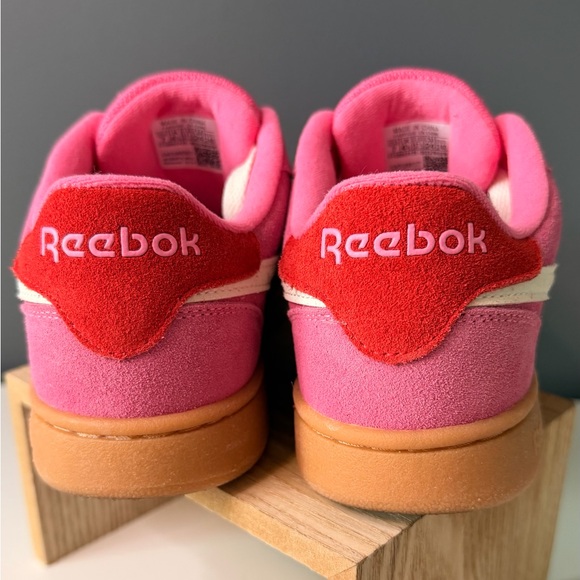 Women’s Reebok Fuchsia Pink, Red and White Classic Sneakers - Picture 3 of 5